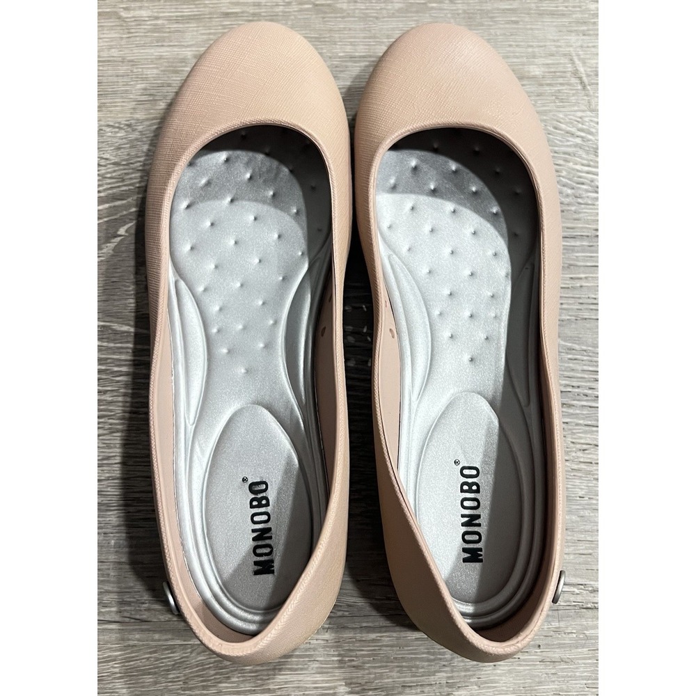 Monobo Flats Women's 9 Nude Color Ballet Flats‎ Round Toe Comfort Slip-On Shoes - Picture 3 of 9